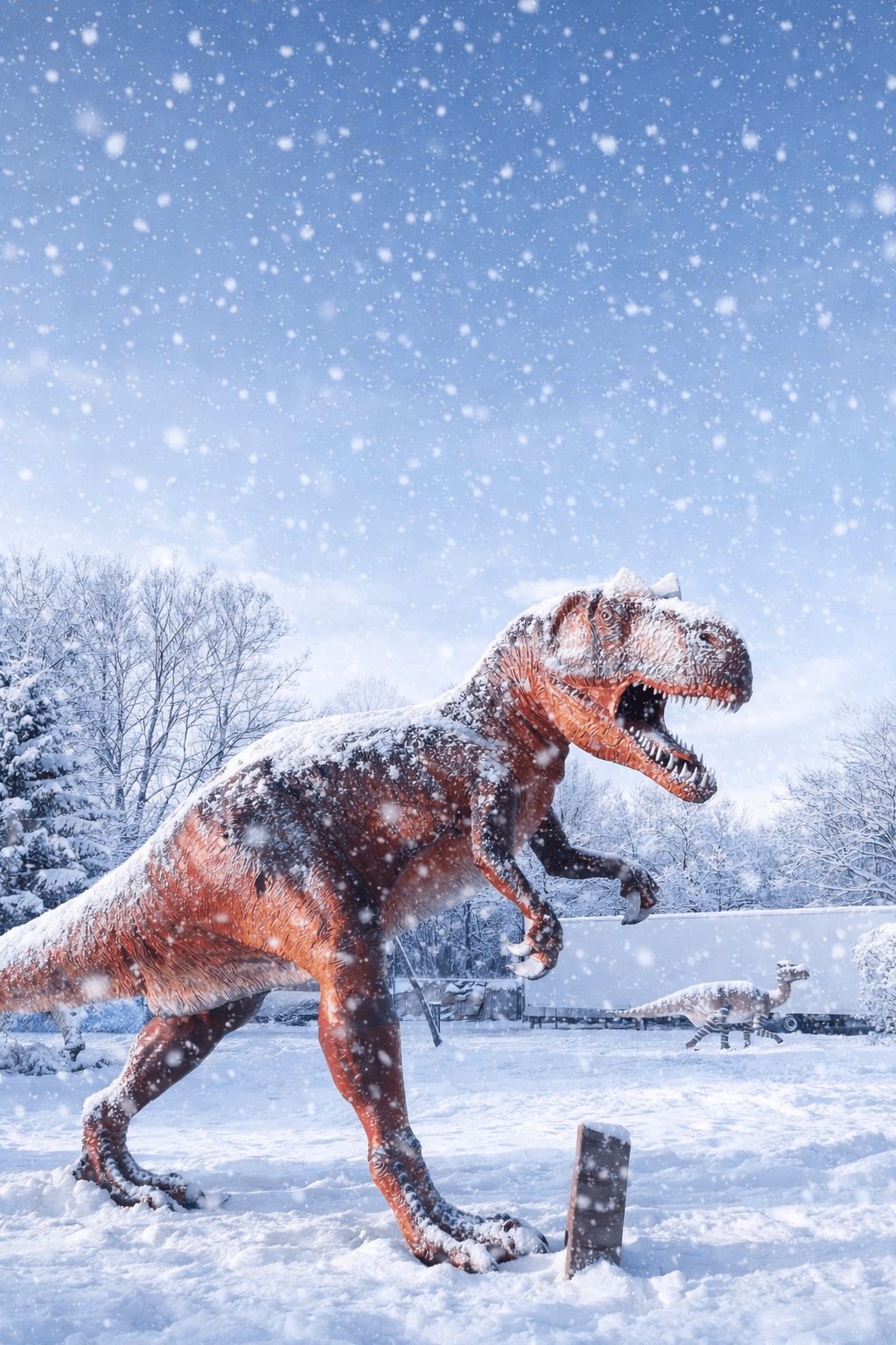 ChatGPT Winterbild von einem Dinosaurier